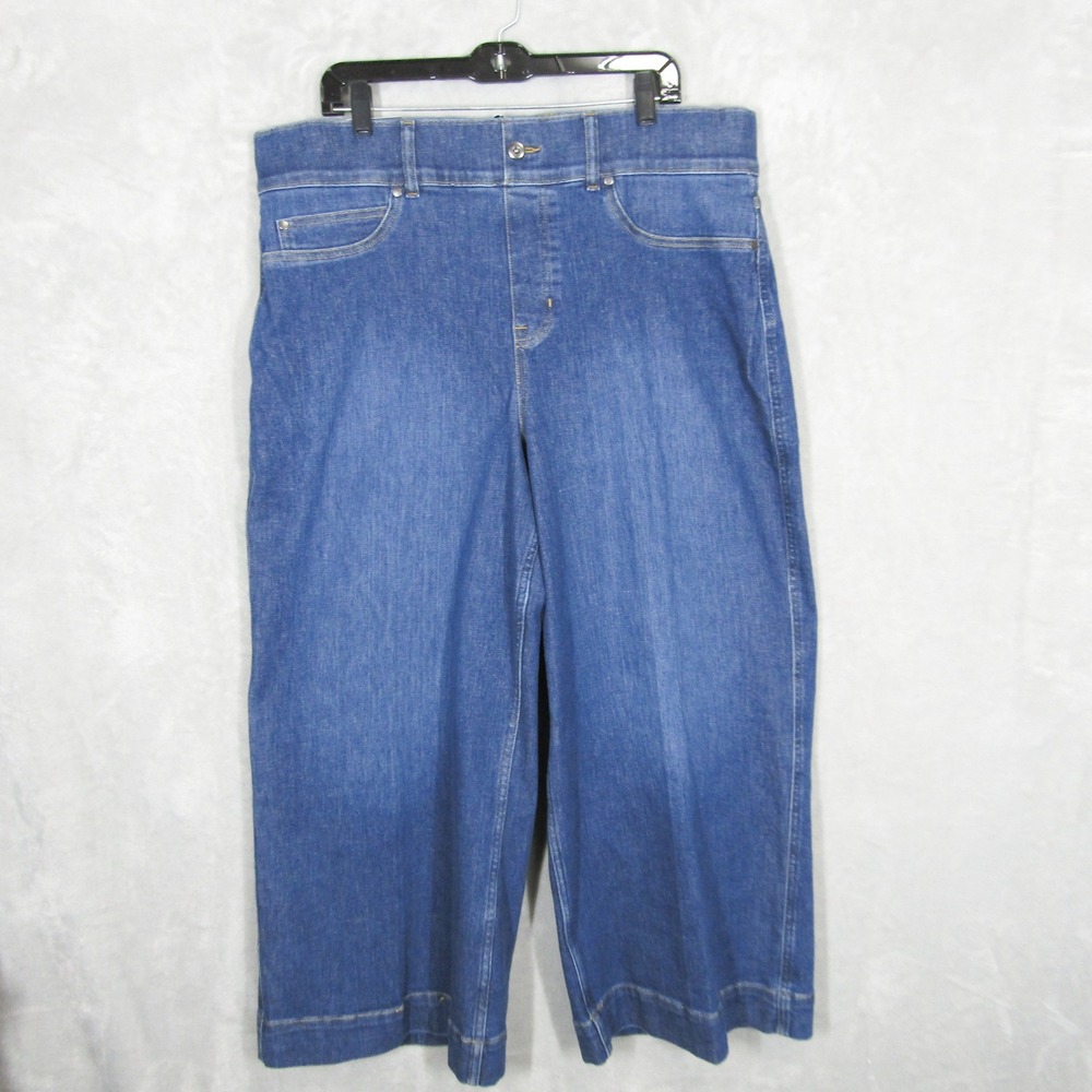 SPANX Jeans Size 2X Womens High Rise Blue Pull On Wide Leg Denim Seamed NWT